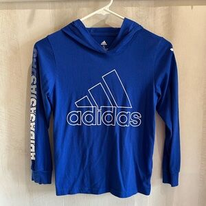 Adidas Royal Blue Hooded Crew Neck Tee